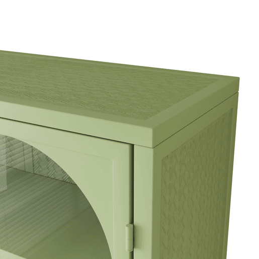 Armário de parede 70 cm - Portas de vidro, 3 níveis de armazenamento, padrão trançado - Verde