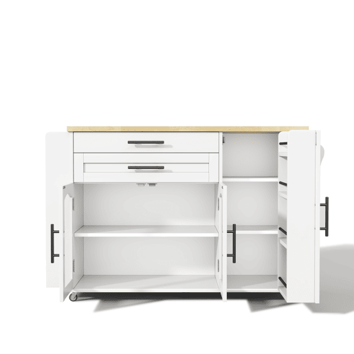 Ilha de cozinha móvel 120x4570x90 cm - dobrável, carrinho com rodas e arrumação - branco