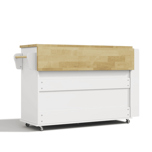 Ilha de cozinha móvel 120x4570x90 cm - dobrável, carrinho com rodas e arrumação - branco