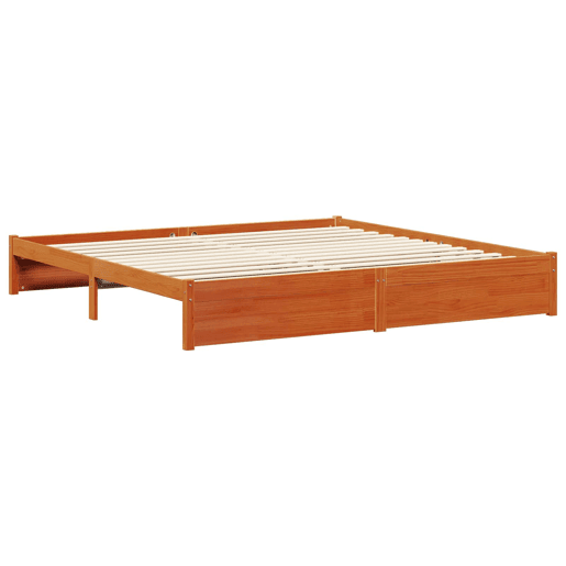 Estrutura de cama de casal simple com cabeceira - Marrom Cera 200 x 200 cm
