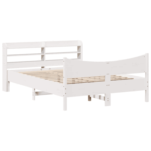 Estrutura De Cama De Casal c cabeceira - 150x200 cm pinho maciço branco