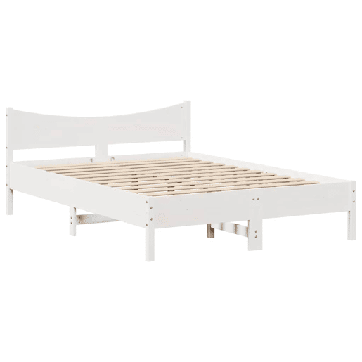 Estrutura De Cama De Casal c cabeceira - 150x200 cm pinho maciço branco