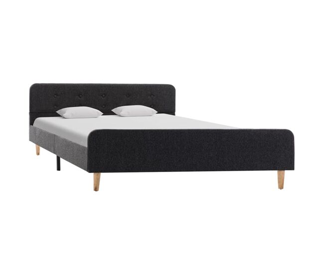 Estructura de cama doble matrimonial de arpillera gris oscuro 90x200 cm