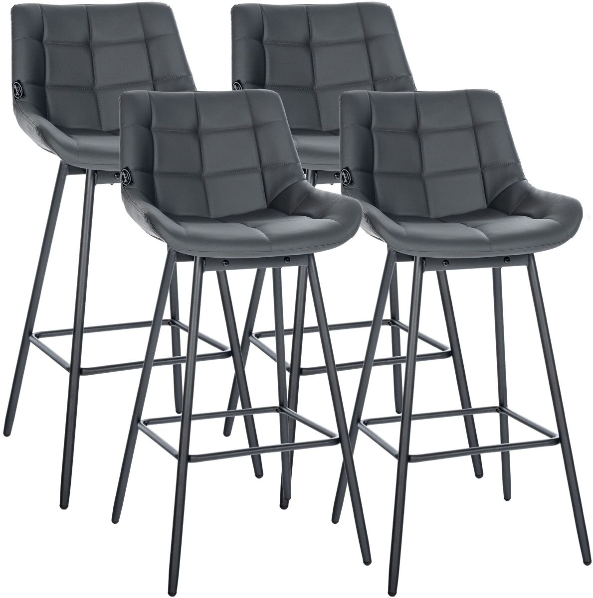 Juego de 4 taburetes de bar weston giratorios simil cuero gris 56x49x105 cm