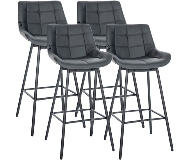 Juego de 4 taburetes de bar weston giratorios simil cuero gris 56x49x105 cm