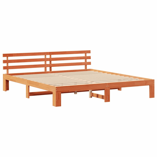 Estrutura de cama de casal simple com cabeceira - Marrom Cera 180 x 200 cm