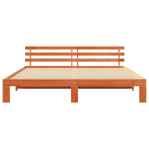 Estrutura de cama de casal simple com cabeceira - Marrom Cera 180 x 200 cm