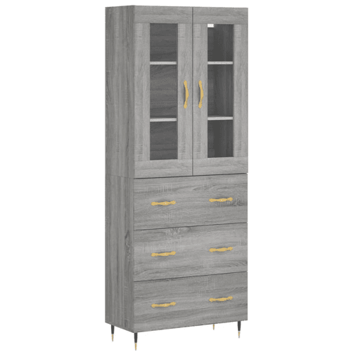 Armário alto - Bufete - Móvel de apoio 69,5x34x180 cm derivados de madeira sonoma cinza pt1112 Armário alto - Bufete - Móvel de apoio 69,5x34x180 cm derivados de madeira sonoma cinza pt1112