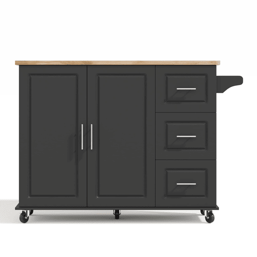 Mesa de cozinha 137x43x92 cm - dobrável, com gavetas e toalheiro - preta