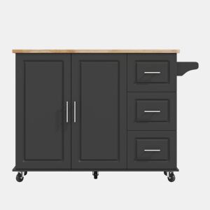 Mesa de cozinha 137x43x92 cm - dobrável, com gavetas e toalheiro - preta