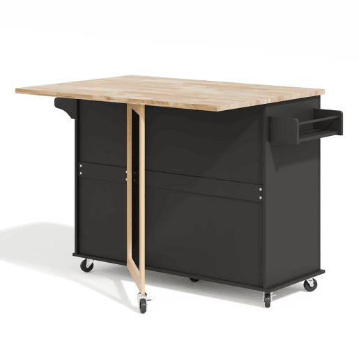 Mesa de cozinha 137x43x92 cm - dobrável, com gavetas e toalheiro - preta