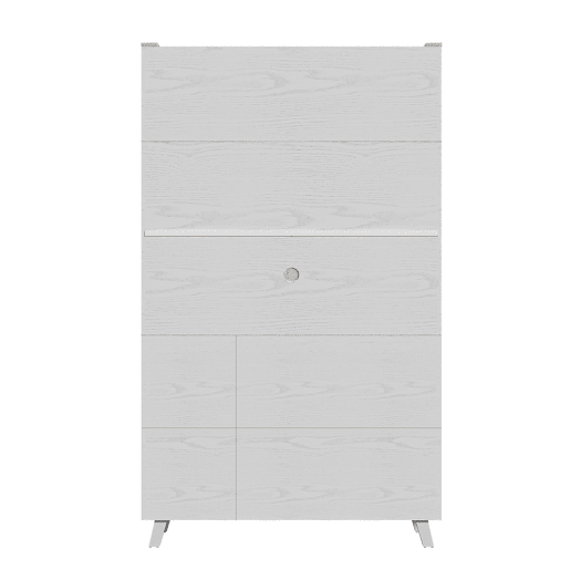 Aparador 114x40x190 cm - Efeito madeira branca, adequado para sala de estar e sala de jantar - Castanho, Branco, Madeira