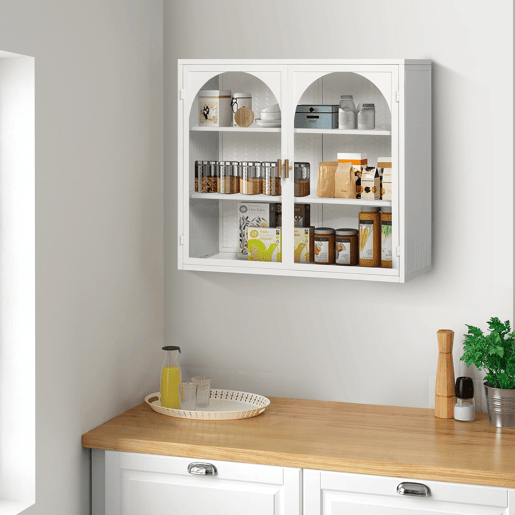 Armário de parede 70 cm - 2 portas com 3 níveis de arrumação e design trançado - Branco