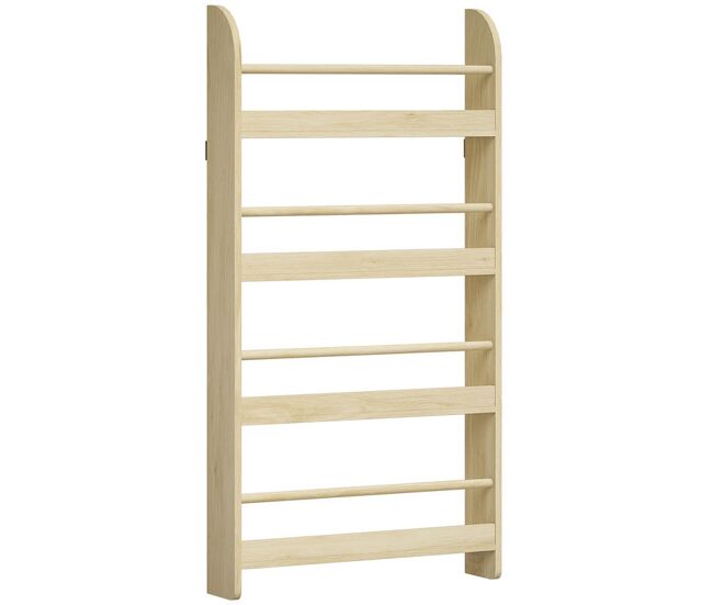 Homcom estantería de pared de libros con 4 estantes librería infantil para hogar oficina carga 30kg 59x12x113 cm natural