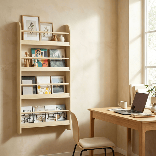 HOMCOM Estante de Parede com 4 Prateleiras para Livros Infantil para Casa e Escritório, Suporta até 30 kg, 59x12x113 cm Madeira