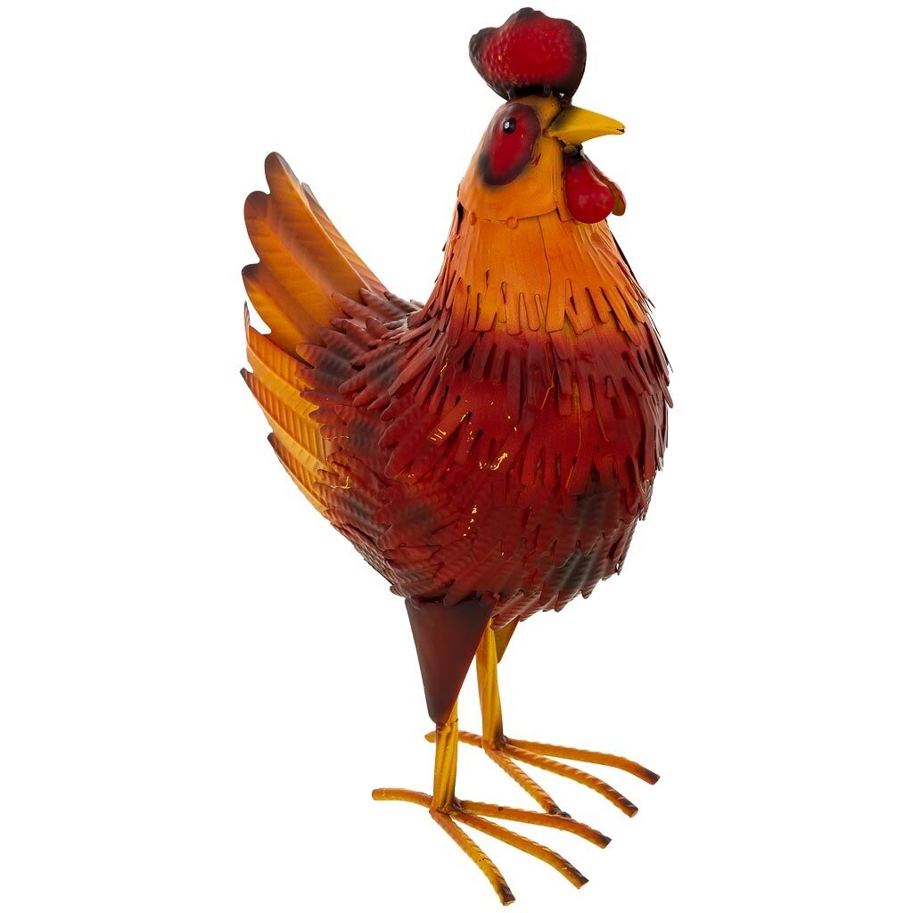 Figura decoración gallo de metal