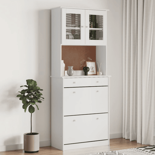 Aparador - Bufete - Móvel de apoio 77x35x188 cm madeira de pinho maciça branco pt323
