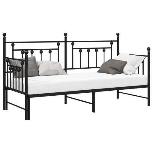 Estrutura de sofá-cama individual moderno - Preto 75 x 190 cm Aço