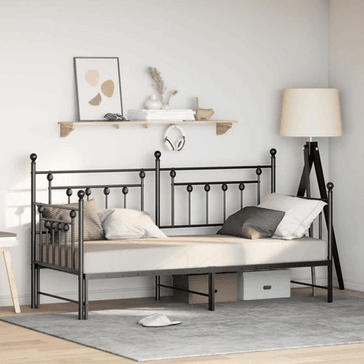 Estrutura de sofá-cama individual moderno - Preto 75 x 190 cm Aço