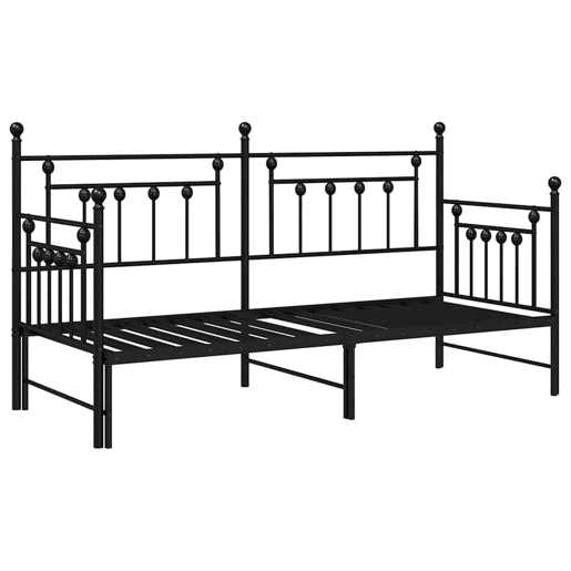 Estrutura de sofá-cama individual moderno - Preto 75 x 190 cm Aço