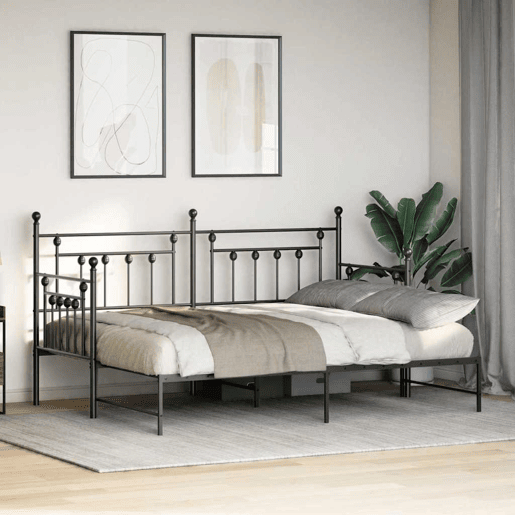Estrutura de sofá-cama individual moderno - Preto 80 x 200 cm Aço