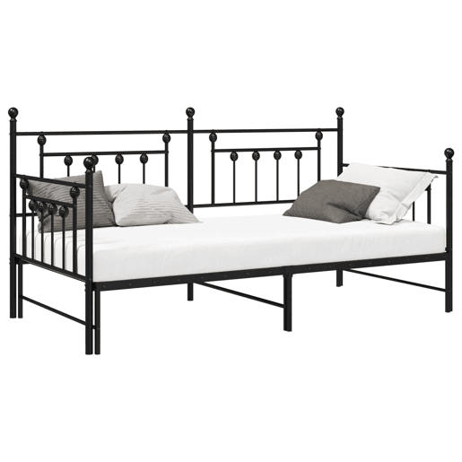 Estrutura de sofá-cama individual moderno - Preto 90 x 200 cm Aço