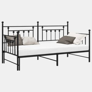 Estrutura de sofá-cama individual moderno - Preto 90 x 200 cm Aço