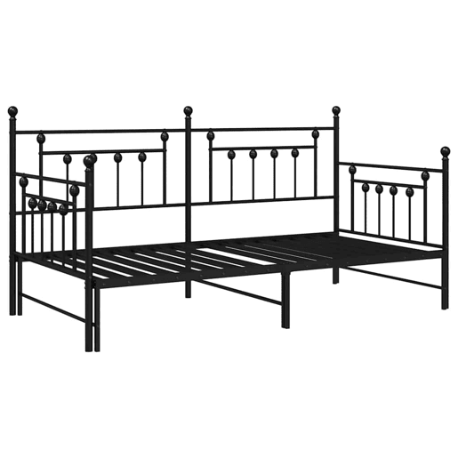 Estrutura de sofá-cama individual moderno - Preto 90 x 200 cm Aço