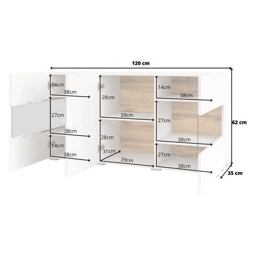 Aparador Glora Branco com 3 portas