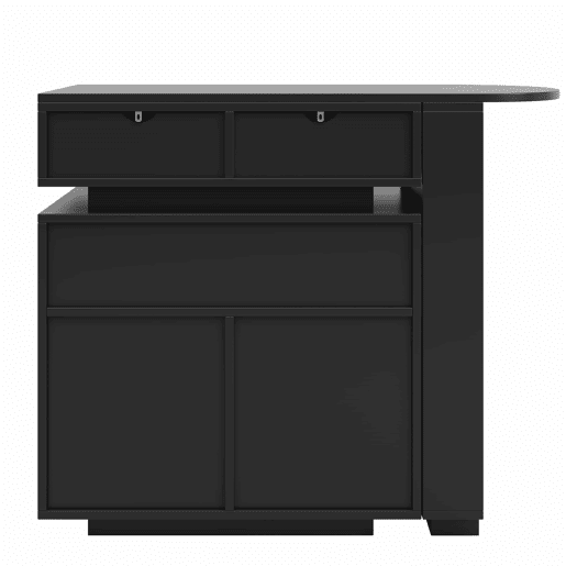 Mesa de bar extensível 115-183 x 40 x 99 cm - ilha de cozinha, arrumação, LED, rotação de 360°, barra móvel - Preto