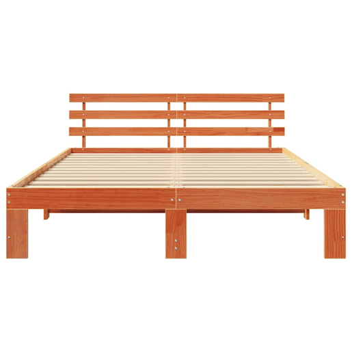 Estrutura de cama de casal simple com cabeceira - Marrom Cera 150 x 200 cm