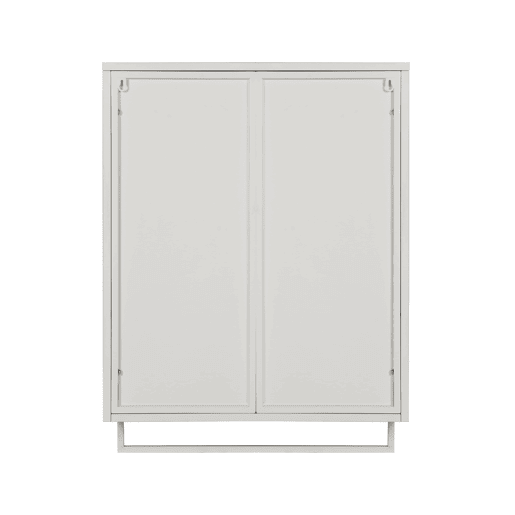 Armário de parede 60 cm - Portas de vidro, armazenamento duplo e prateleira aberta - Branco