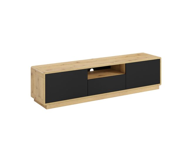 Mueble TV 2 puertas 1 cajón 180 cm Raven Negro y Madera