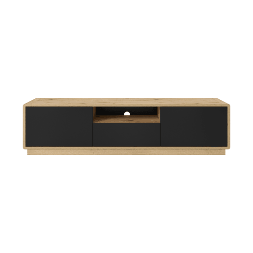 Raven Preto e Madeira Suporte para TV com 2 portas e 1 gaveta 180 cm