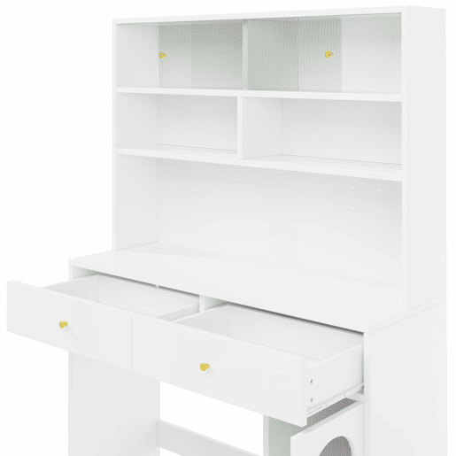 Móvel de cozinha + tamanho padrão - com balcão integrado, 2 gavetas, prateleira ajustável e espaço aberto - branco