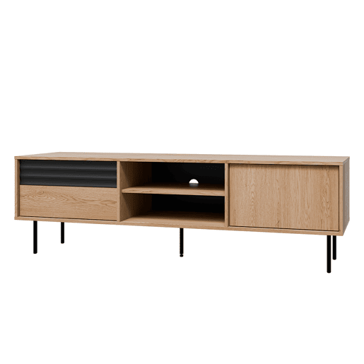 Móvel TV 2 portas 180 cm Astra Madeira e Preto