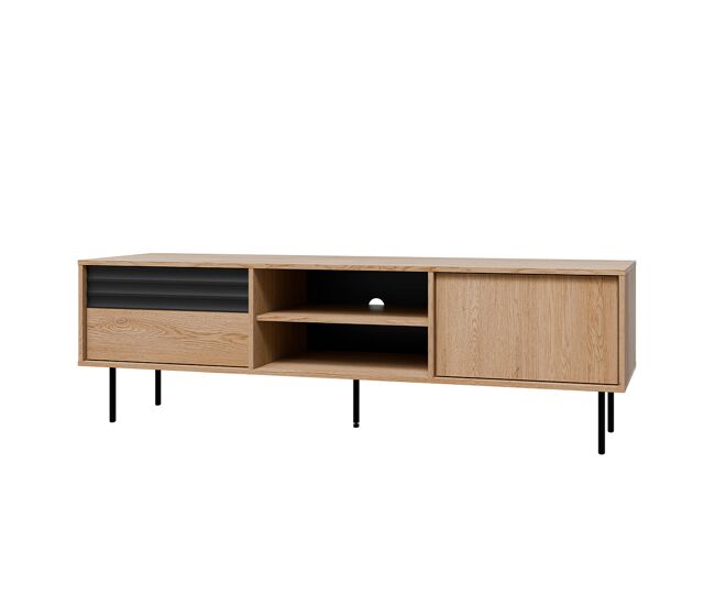 Mueble TV 2 puertas 180 cm Astra Madera y Negro