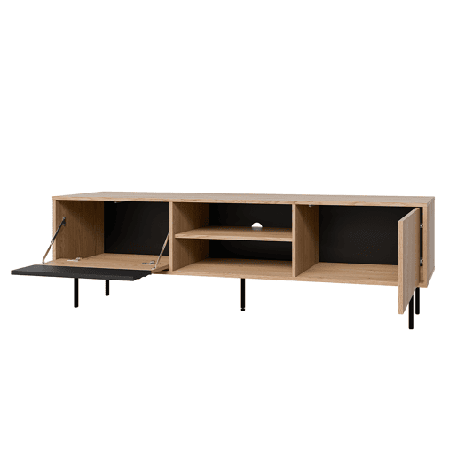 Móvel TV 2 portas 180 cm Astra Madeira e Preto