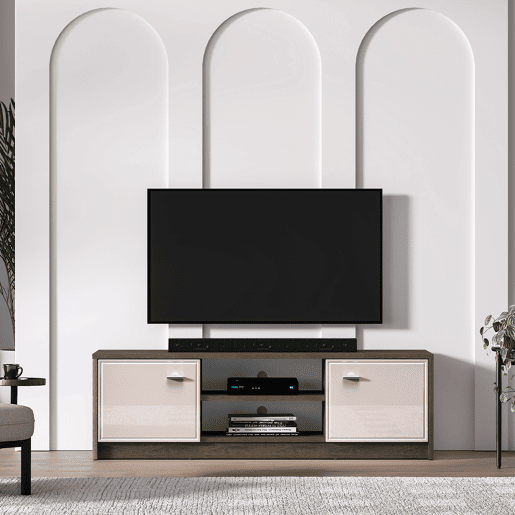 Kaius Suporte de TV de 2 portas em caxemira e madeira escura 160 cm