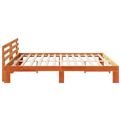 Estrutura de cama de casal simple com cabeceira - Marrom Cera 200 x 200 cm