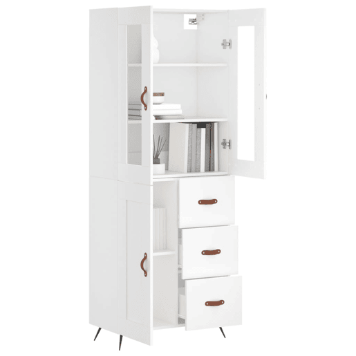 Armário alto - Bufete - Móvel de apoio 69,5x34x180 cm derivados de madeira branco pt708 Armário alto - Bufete - Móvel de apoio 69,5x34x180 cm derivados de madeira branco pt708