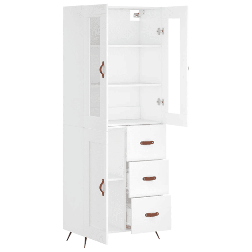 Armário alto - Bufete - Móvel de apoio 69,5x34x180 cm derivados de madeira branco pt708 Armário alto - Bufete - Móvel de apoio 69,5x34x180 cm derivados de madeira branco pt708