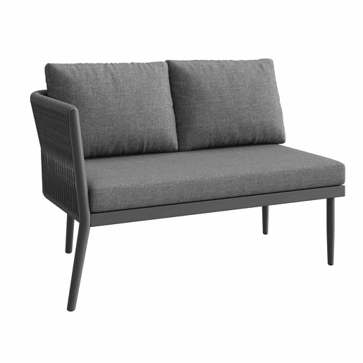 Conjunto de lounge de jardim para 5-6 pessoas - Sofá modular de exterior de 6 peças com assentos em corda e almofadas impermeáveis - Cinza