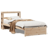 Estrutura de cama de solteiro para adultos com cabeceira 75x190 cm pinho maciço
