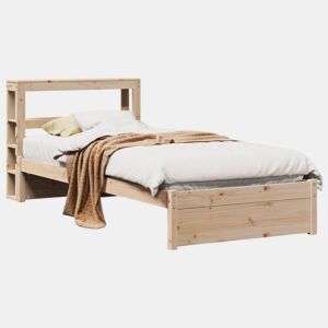Estrutura de cama de solteiro para adultos com cabeceira 75x190 cm pinho maciço