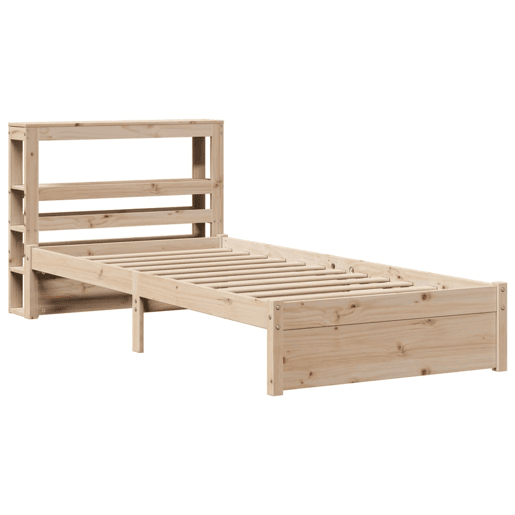 Estrutura de cama de solteiro para adultos com cabeceira 75x190 cm pinho maciço Estrutura de cama de solteiro para adultos com cabeceira 75x190 cm pinho maciço