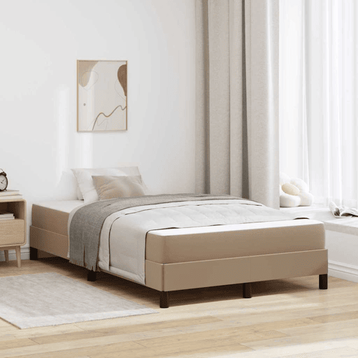 Estrutura da Cama de casal moderno com colchão - Cappuccino 120 x 200 cm tecido