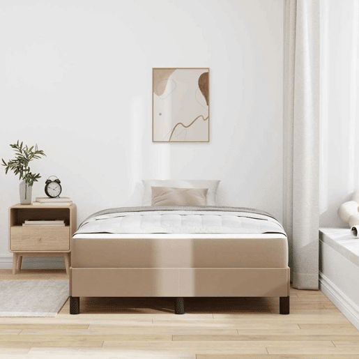 Estrutura da Cama de casal moderno com colchão - Cappuccino 120 x 200 cm tecido