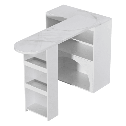 Mesa de bar extensível e mesa de jantar 120(+80)×40×100 cm - Com área para animais de estimação, sem prato nem almofada, Branca Mesa de bar extensível e mesa de jantar 120(+80)×40×100 cm - Com área para animais de estimação, sem prato nem almofada, Branca