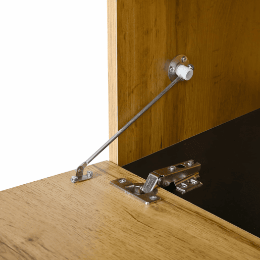 Móvel para televisão de 160 cm - 2 portas com gaveta, prateleira aberta, pés de metal, estilo madeira - Natural